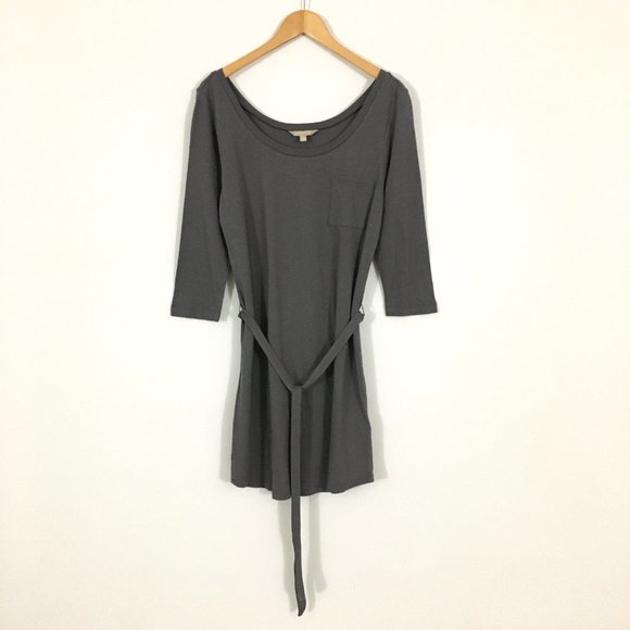 NWOT! Banana Republic Gray Scoop Neck Belted Pocket T-Shirt Dress - M - Picture 2 of 7